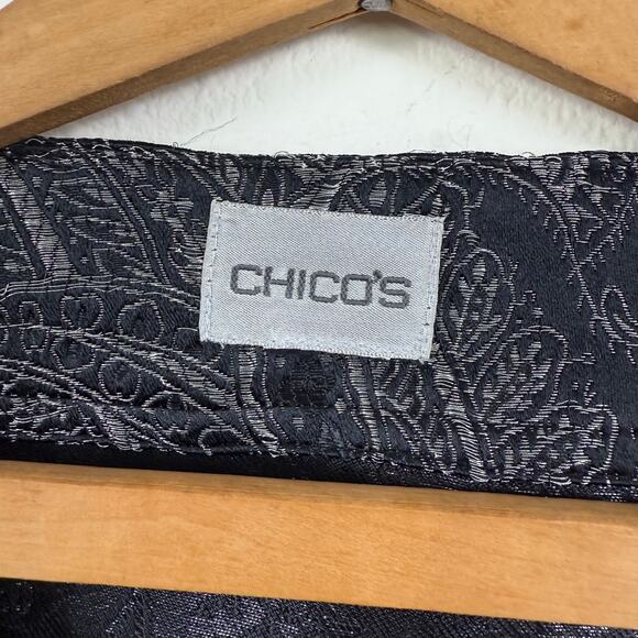 Chico's Women Floral Open Jacket Blazer Sz 12-14**READ Beaded Dark Romantic - Picture 4 of 4